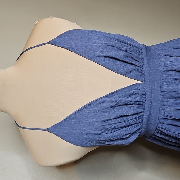 Windsor Medium Free Spirit Halter Backless Blue Ruffled Tiered Sundress - Picture 3 of 10